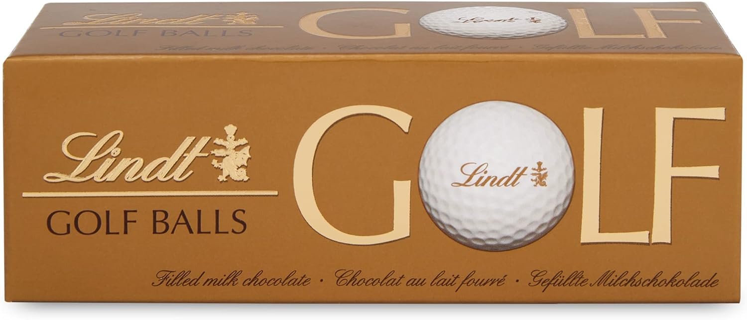 Lindt Golf Balls | 3 Milk Chocolate Golf Balls with Hazelnut Filling, 110g | Gift Present for Him and Her | Christmas, Birthday, Celebrations, Congratulations, Thank you