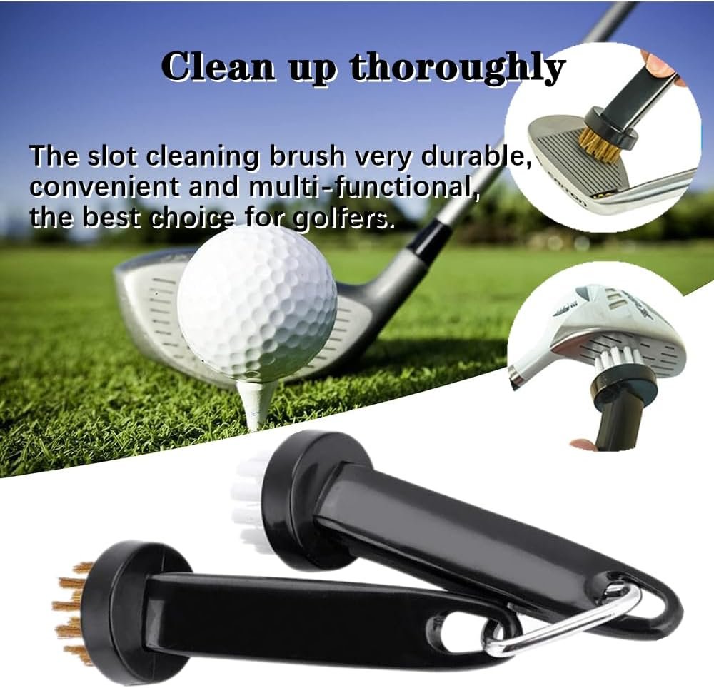 Luoyuanjia 2 PCS Club Brush Durable Club Cleaner Golf Club Cleaning Brush Groove Cleaner Golf Groove Sharpener With Clip Golf Club Bag Accessories Nylon Cleaner Brass Cleaner for Golf Club