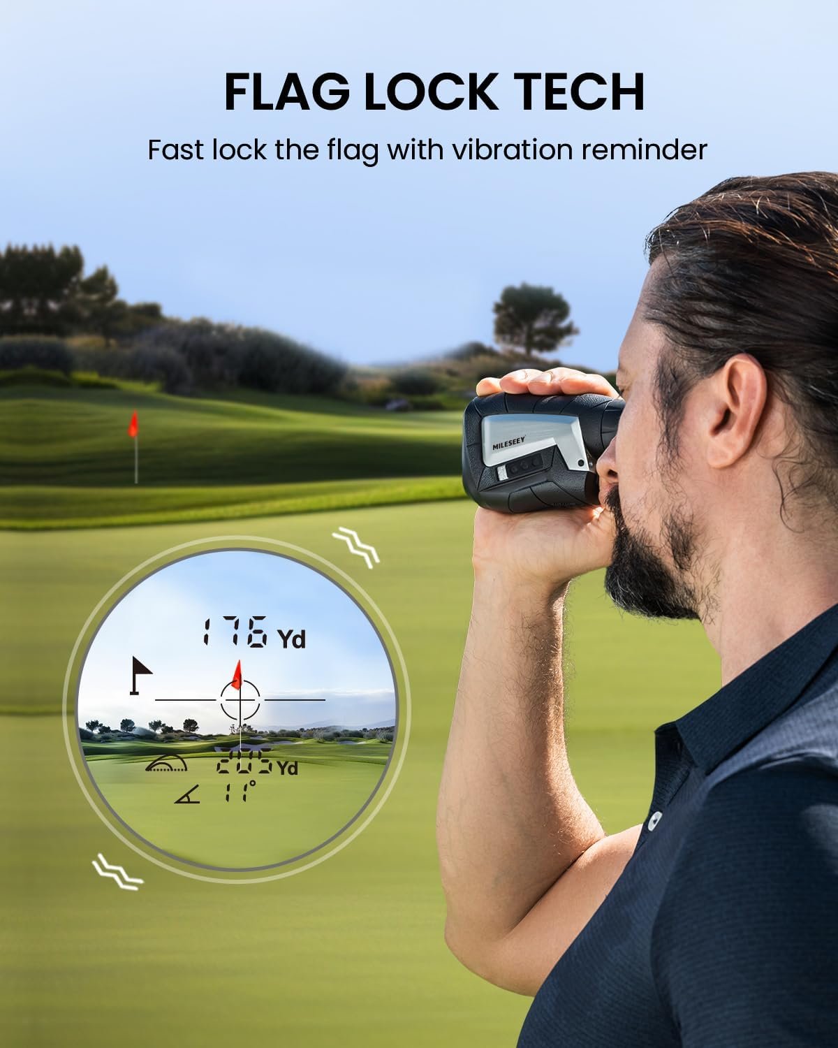 mileseey golf rangefinder with slope switchgolf range finder 656yds rechargeablefor professional precision for golfers 2