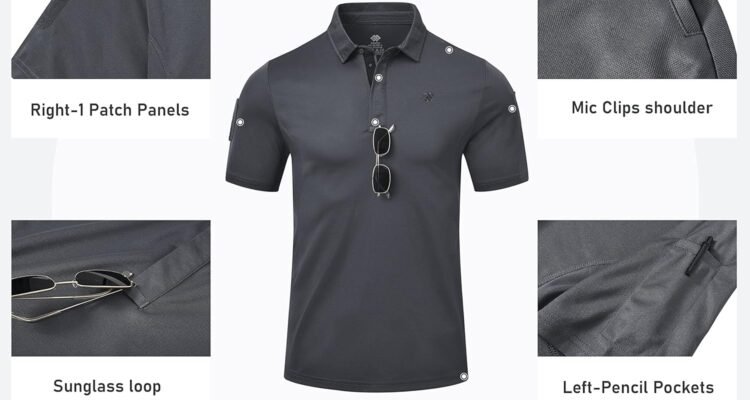 mofiz mens short sleeve polo shirt breathable casual work golf top quick dry tactical military polo t shirts 1