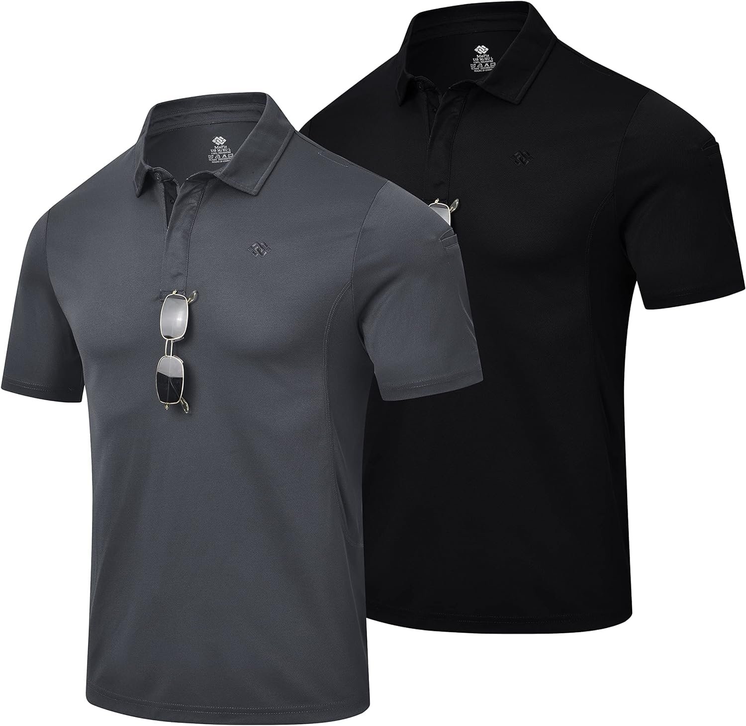 MoFiz Mens Short Sleeve Polo Shirt Breathable Casual Work Golf Top Quick Dry Tactical Military Polo T-Shirts