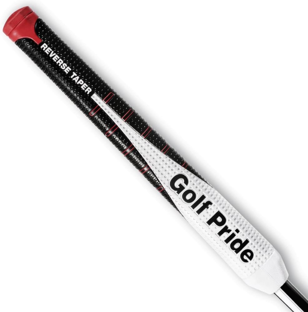 *NEW* Golf Pride 2024 Reverse Taper Flat Large Jumbo Putter Grip - Stroke Enhancement Collection, Unisex, Soft  Tacky Feel with Dimple Traction Technology, 64g, 0.580 Round - Sleek Black/White/Red