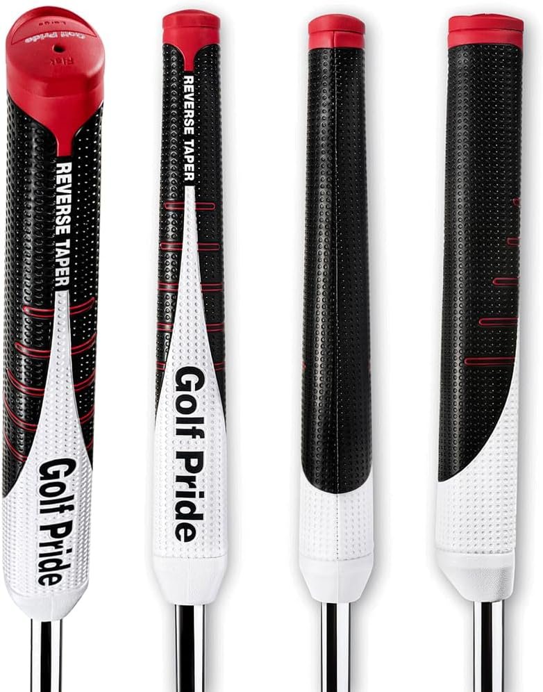 *NEW* Golf Pride 2024 Reverse Taper Flat Large Jumbo Putter Grip - Stroke Enhancement Collection, Unisex, Soft  Tacky Feel with Dimple Traction Technology, 64g, 0.580 Round - Sleek Black/White/Red