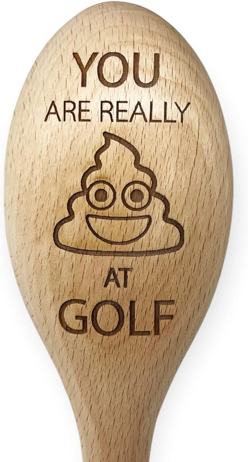 Novelty Golf Loser Trophy: Booby Prize Wooden Spoon with You are Really s**t at Golf Engraving - Perfect Funny Gag Gift for Golf Competitions and Tournaments (S**t at Golf)