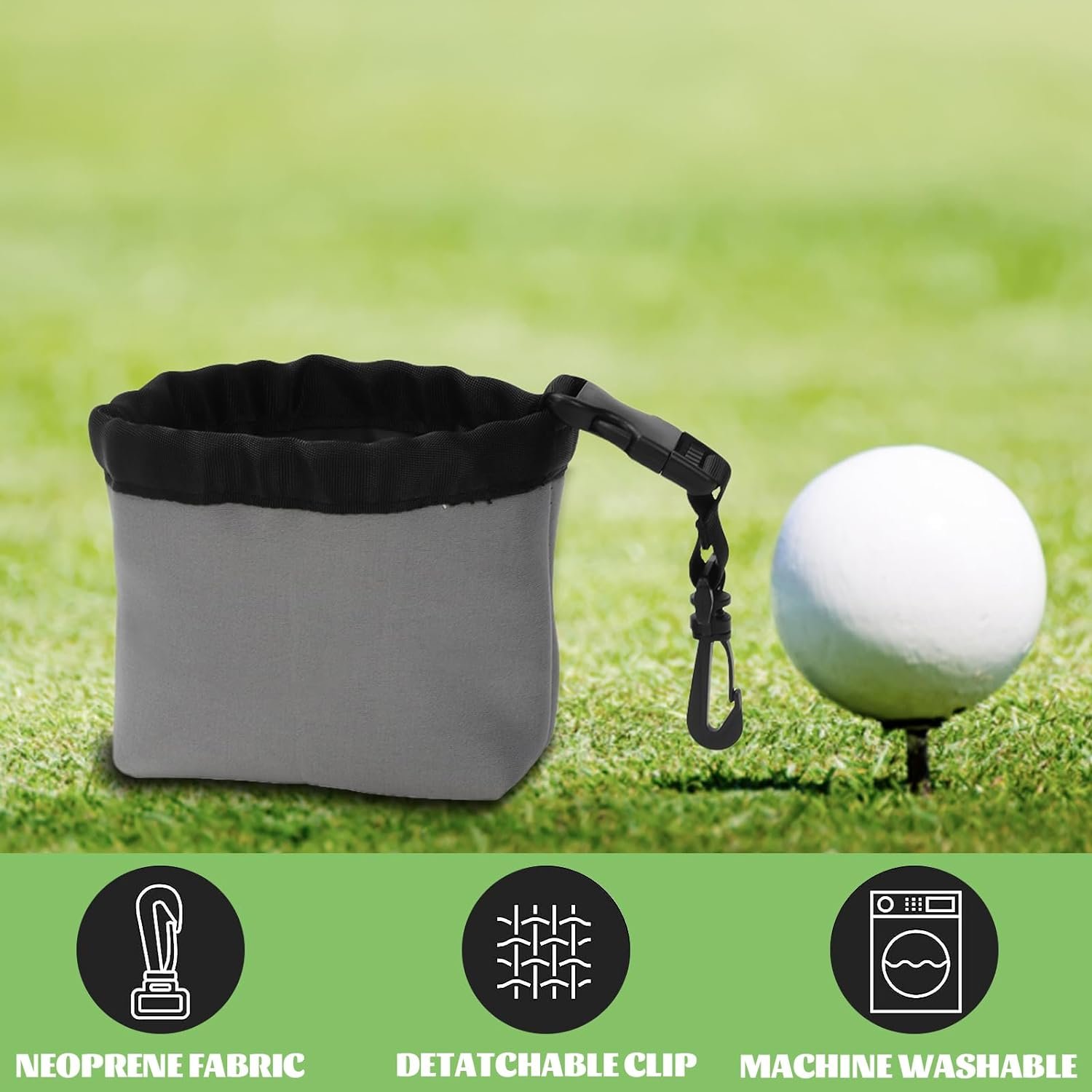 Pilipane Portable Golf Ball Cleaner, Golf Club and Golf Ball Cleaning Bag,Waterproof Clean Face Technology Liner,Detachable Clip, Golf Pouch Bag for Valuables Tee,Golf Accessories for Men Women