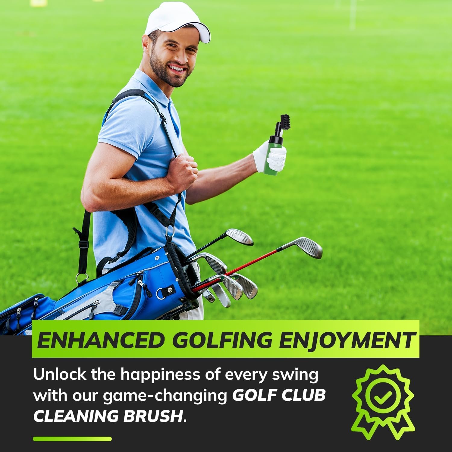 Premium Golf Brush Cleaning Brush Golf Club Brush With Built In Water Spray and magnetic bag hook