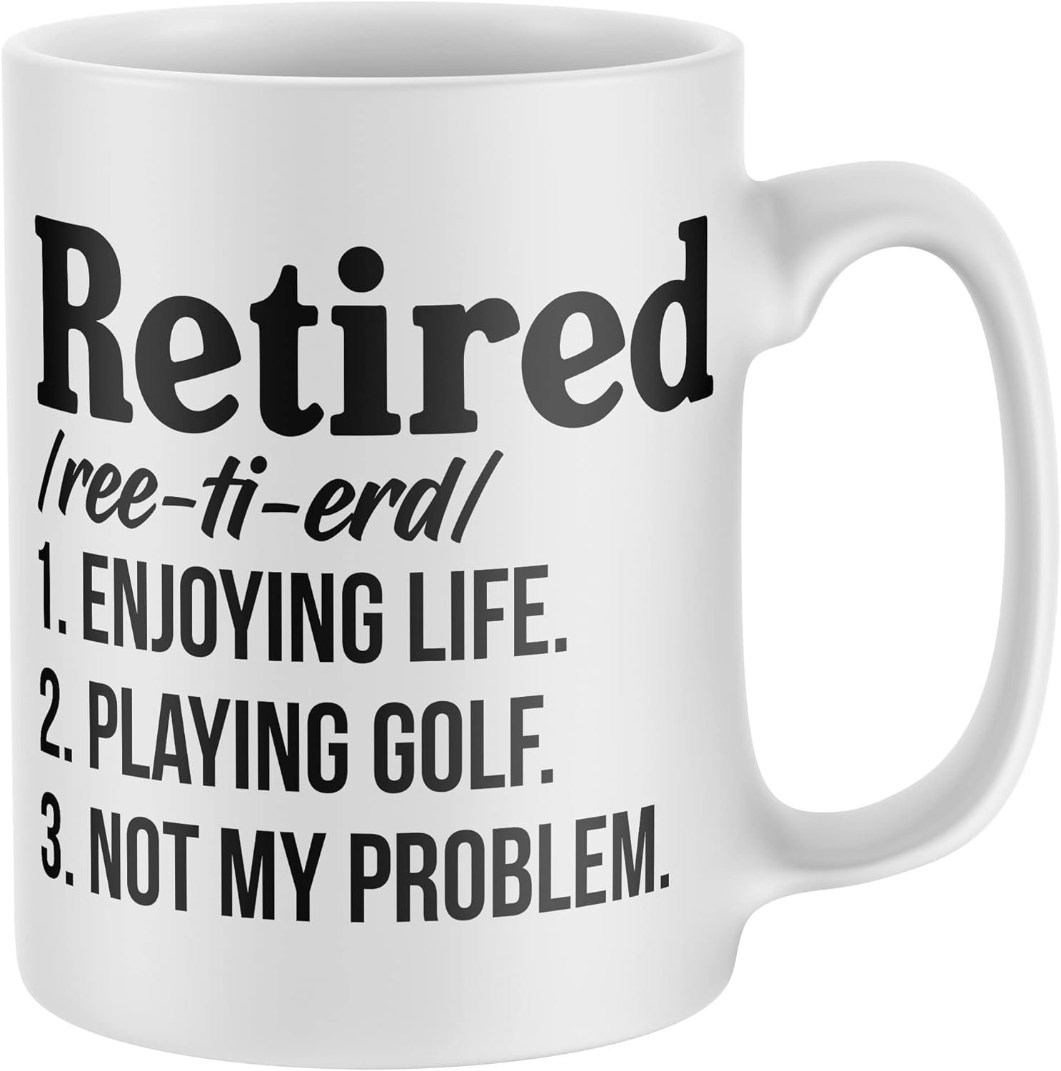 Purple Print House Funny Golf Playing Retired Definition Coffee Mug, Golf Retirement Gift, Retirement Gifts for Men, Coffee Cup, One Size, White