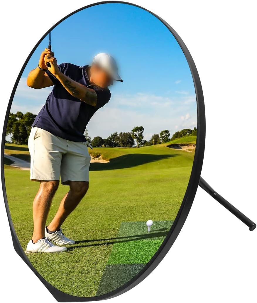 Scott Edward Golf Swing Mirror 11.8 Inches/30cm Golf Convex Mirror for Swing Trainer Golf Practice Stepless Angle Adjustable Shatter Resistant Acrylic Mirror Foldable Stanr