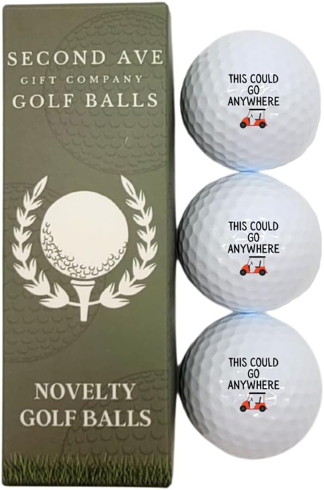 Second Ave Pack of 3 Joke Funny Golf Balls This Could Go Anywhere Fathers Day Christmas Birthday Golfer Gift