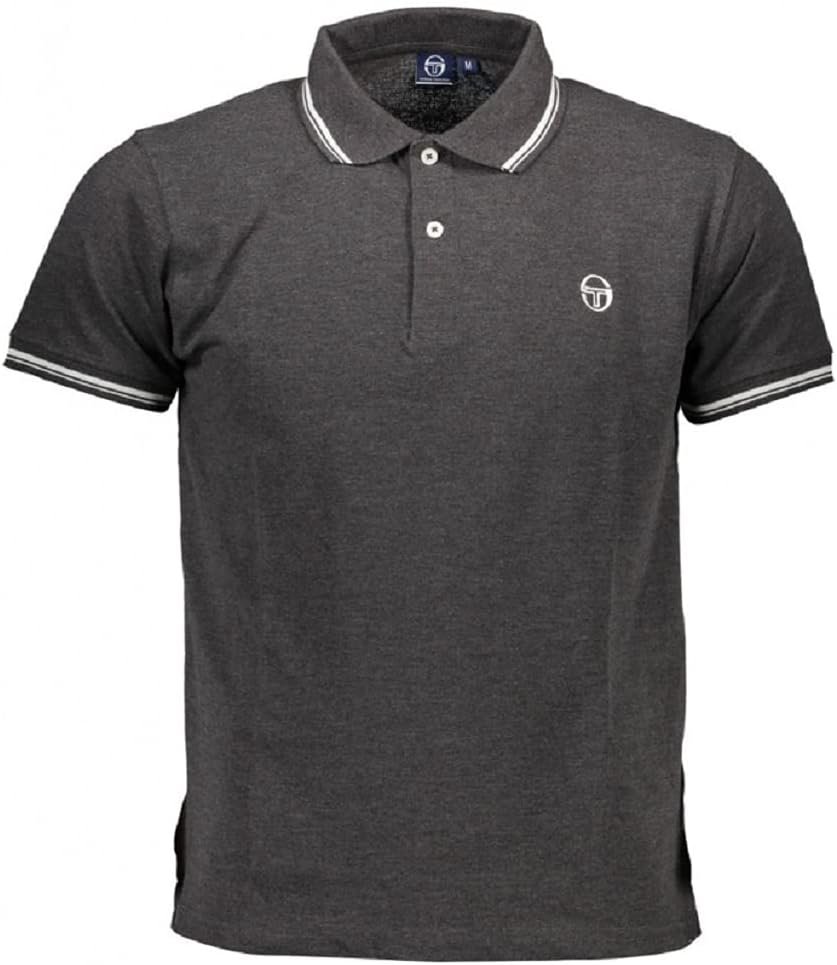 Sergio Tacchini Black Grey Iconic Stripe Polo Shirt 103.20022 003, S