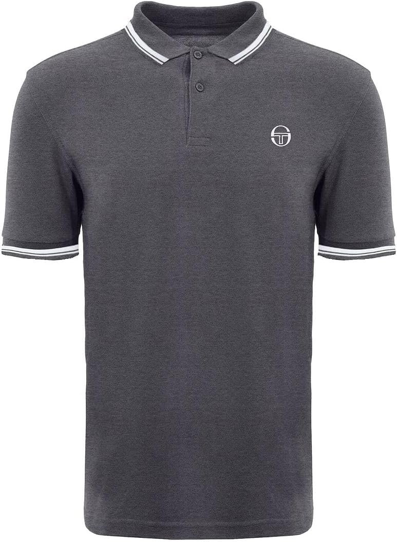 Sergio Tacchini Black Grey Iconic Stripe Polo Shirt 103.20022 003, S