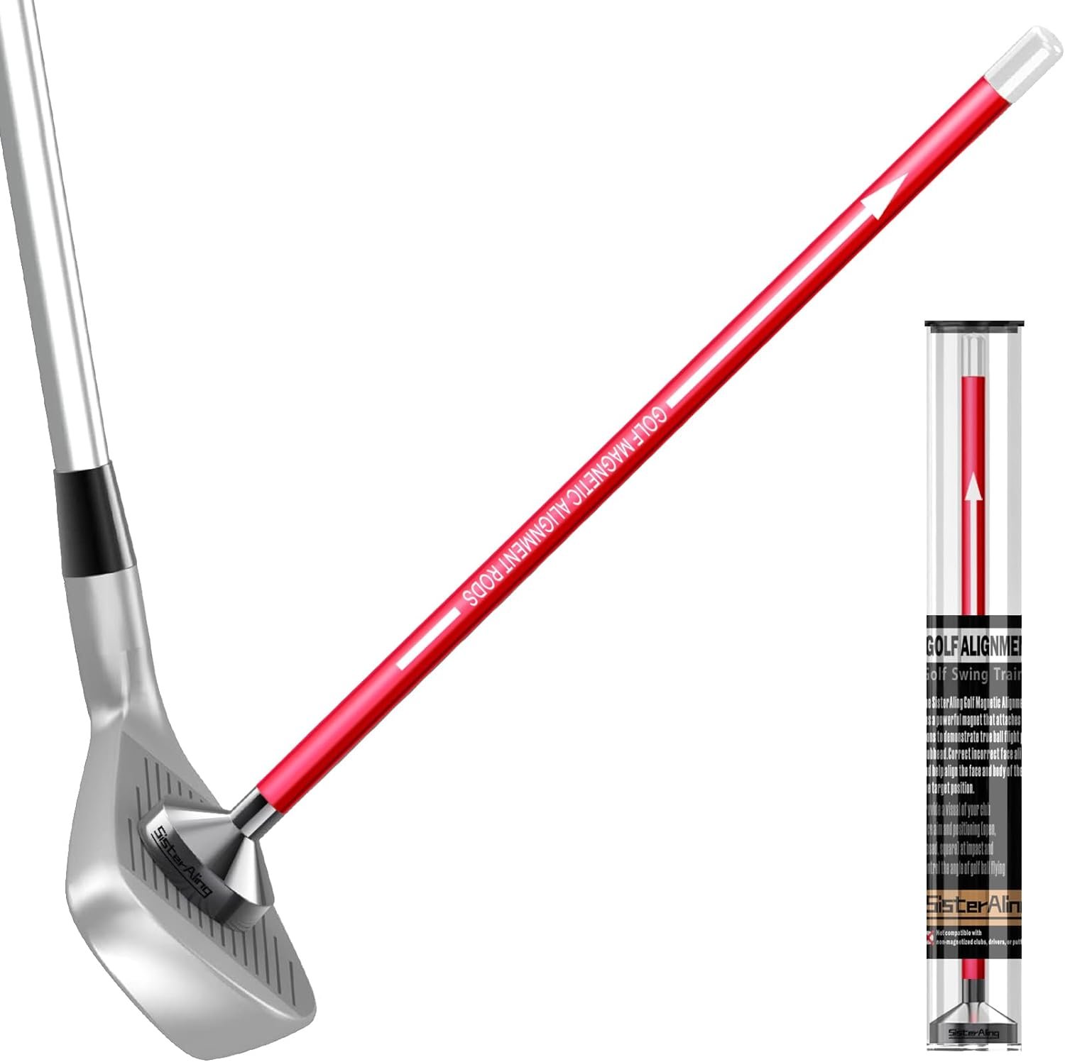 sisteraling golf magnetic alignment rodsgolf club alignment sticksmagnetic swing training aid accessories visualize cali