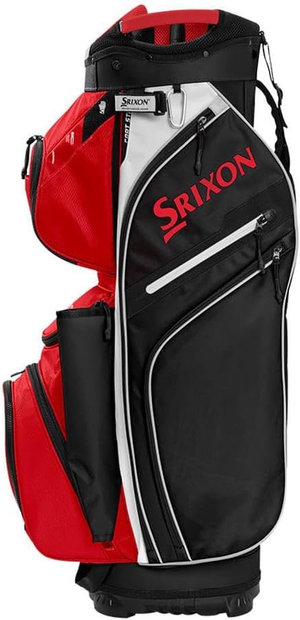 Srixon, Premium Cart Golf Bag, 14 Club Divider, 11 Zipper Pockets including a Velour-lined Valuable an Insulated Coller Pocket, Score Card, Pen Divot Holders, Cart Lock Bottom Base, GREY/BLACK