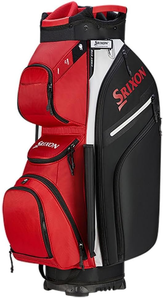 Srixon, Premium Cart Golf Bag, 14 Club Divider, 11 Zipper Pockets including a Velour-lined Valuable an Insulated Coller Pocket, Score Card, Pen Divot Holders, Cart Lock Bottom Base, GREY/BLACK