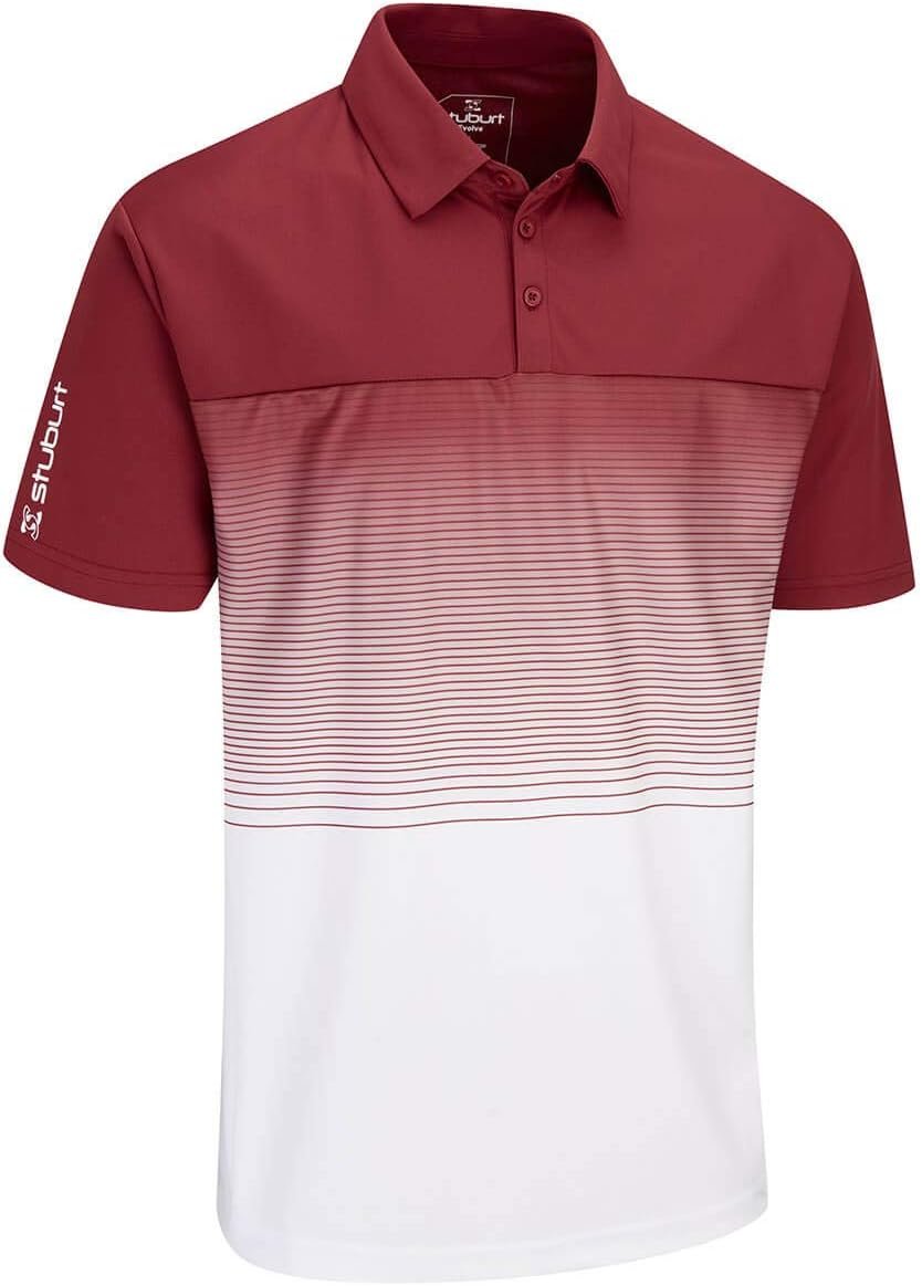 Stuburt Mens Evolve Dalton Breathable Wicking Stripe Golf Polo Shirt