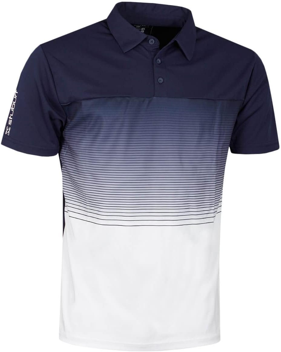 Stuburt Mens Evolve Dalton Breathable Wicking Stripe Golf Polo Shirt