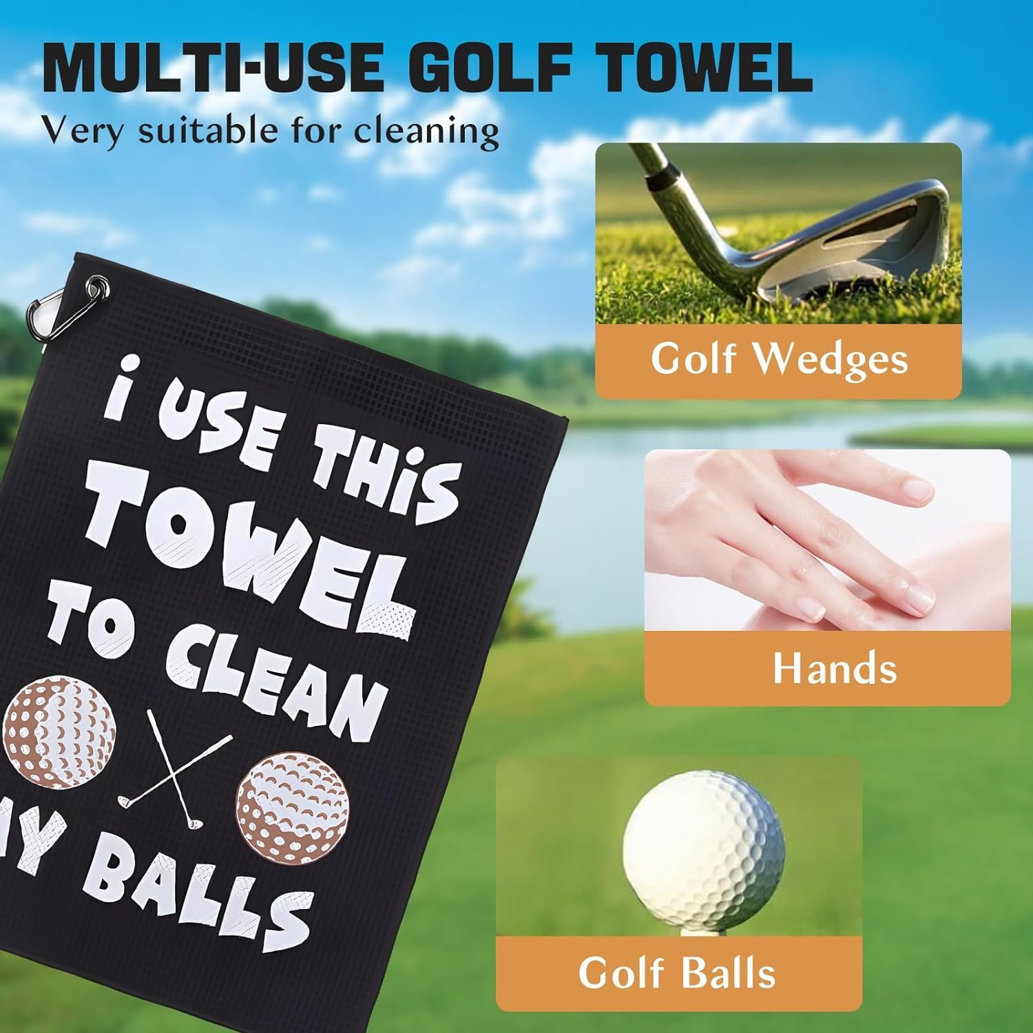 SULIVES Premium Golf Towel, Golf Gifts for Men, Fathers Dad Golf Gifts with Magnetic Clip, Soft Microfiber Fabric, for Father Boyfriend and Teacher