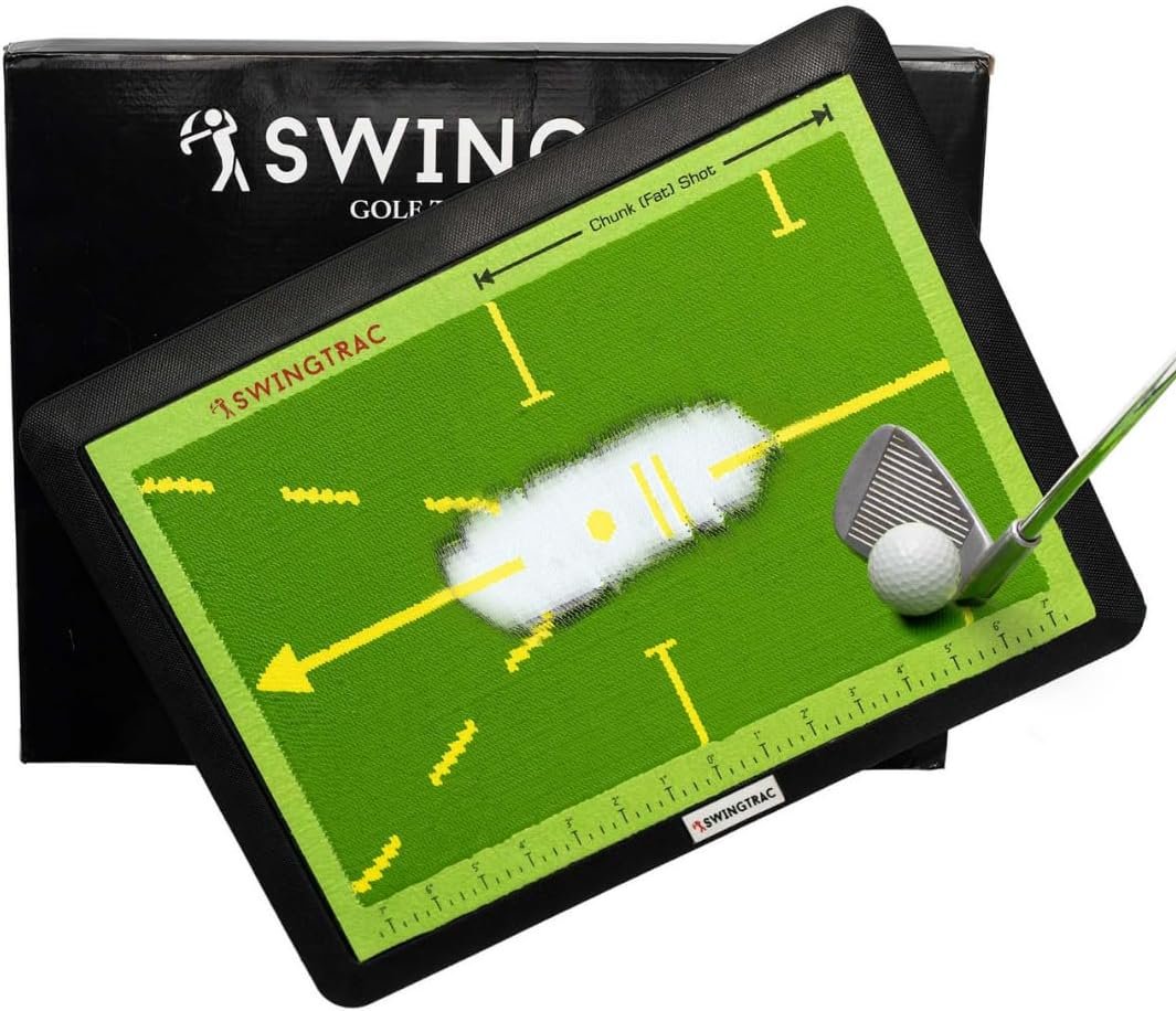 SWINGTRAC Replaceable Golf Training Mat w/Swing Tracker - Outdoor/Indoor Practice Trainer for Driving - Pro Grip Golf Hitting Mats for Improved Swing Accuracy and Distance