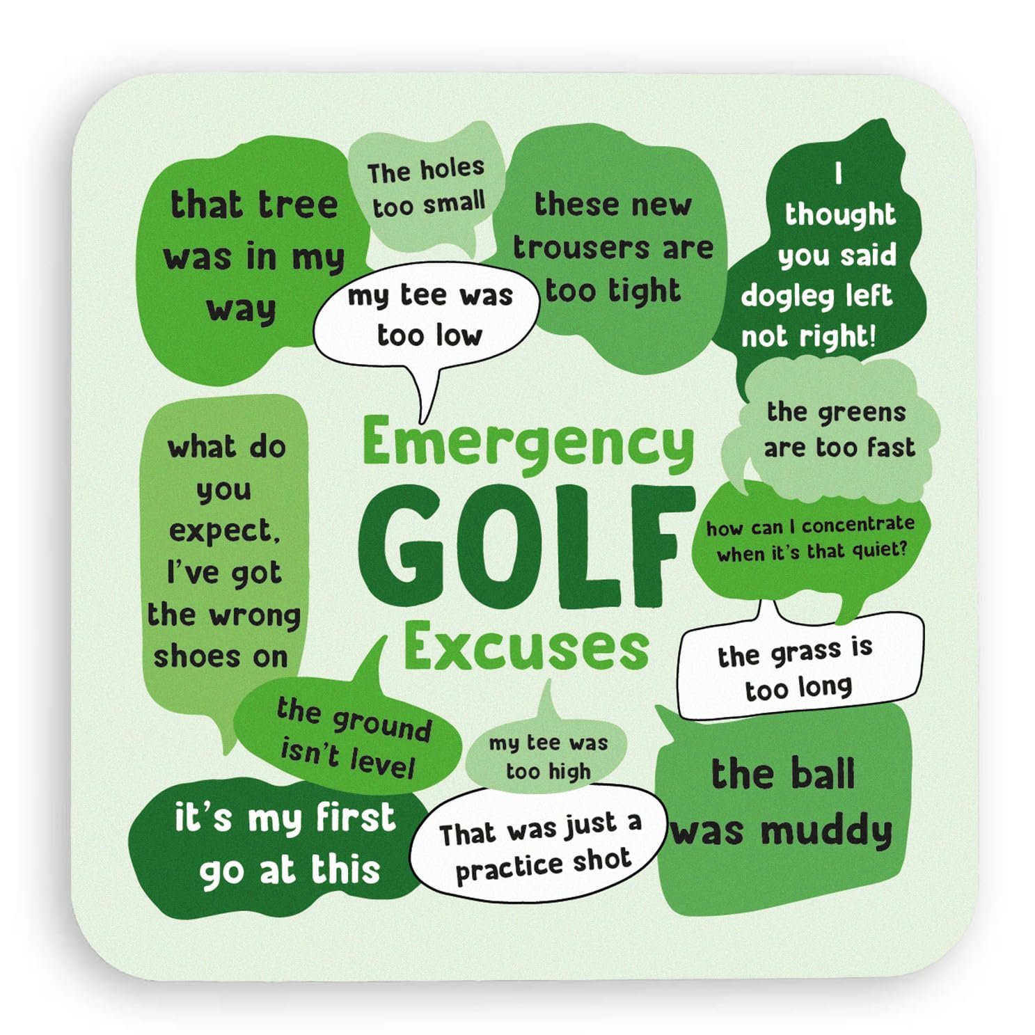 Thats Nice That Emergency Golf Excuses Coaster - Funny Custom Golf Gift For Men - Golf Gifts For Dad - Fathers Day Gifts From Daughter or Son - Birthday Gifts For Men