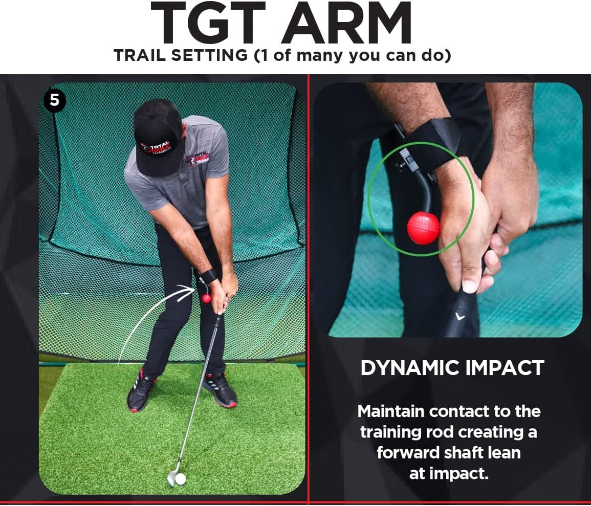 TOTAL GOLF TRAINER ARM Aid - To Improve Chipping, Pitching  Full Swing - Lead  Trail Hand/Wrist/Arm Movement To Control Club Face - Straight Lead Arm - Width In Trail Arm - Wrist Hinge  Create Lag