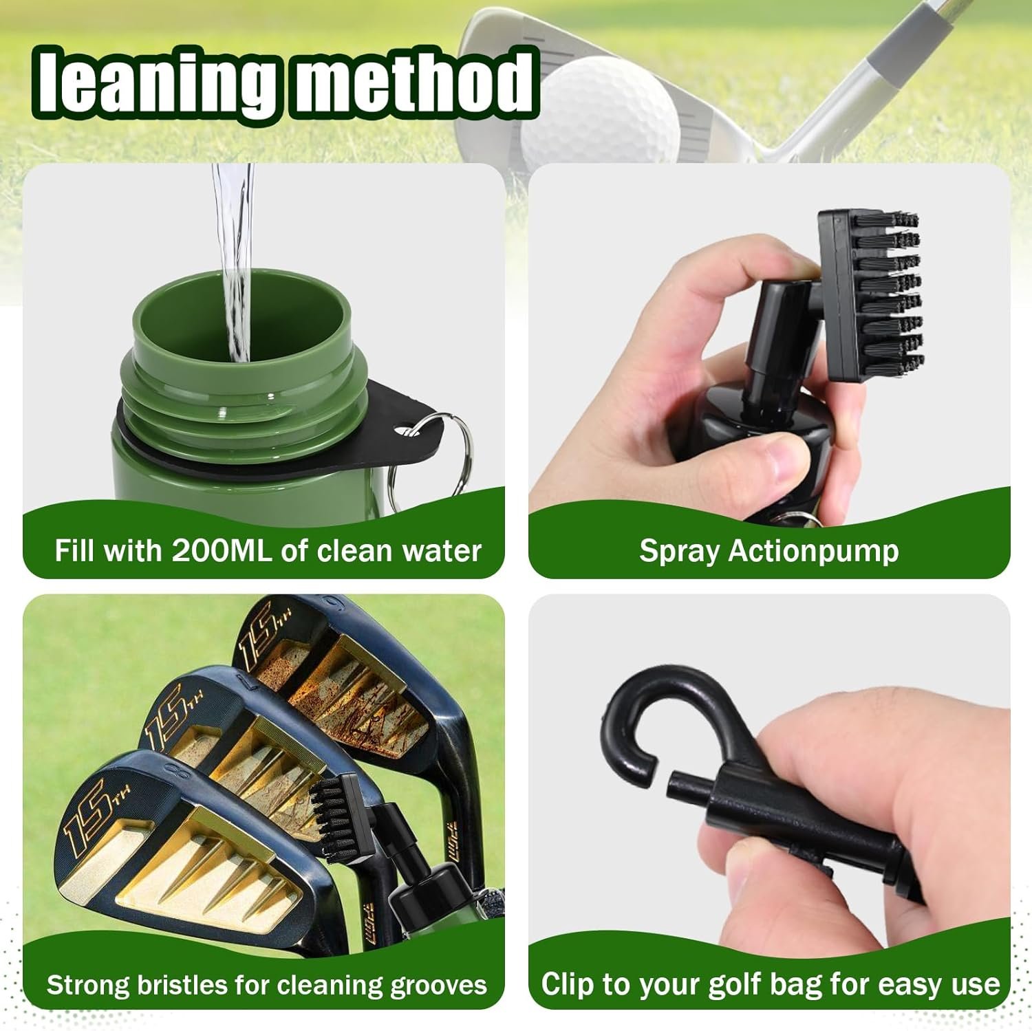 twirush Golf Club Cleaner Brush Golf Groove Brush with Microfiber Golf Towel Water Spray Bottle Golf Ball Club Cleaning Kit with Hook Portable Golf Accessories Golf Gift for Men