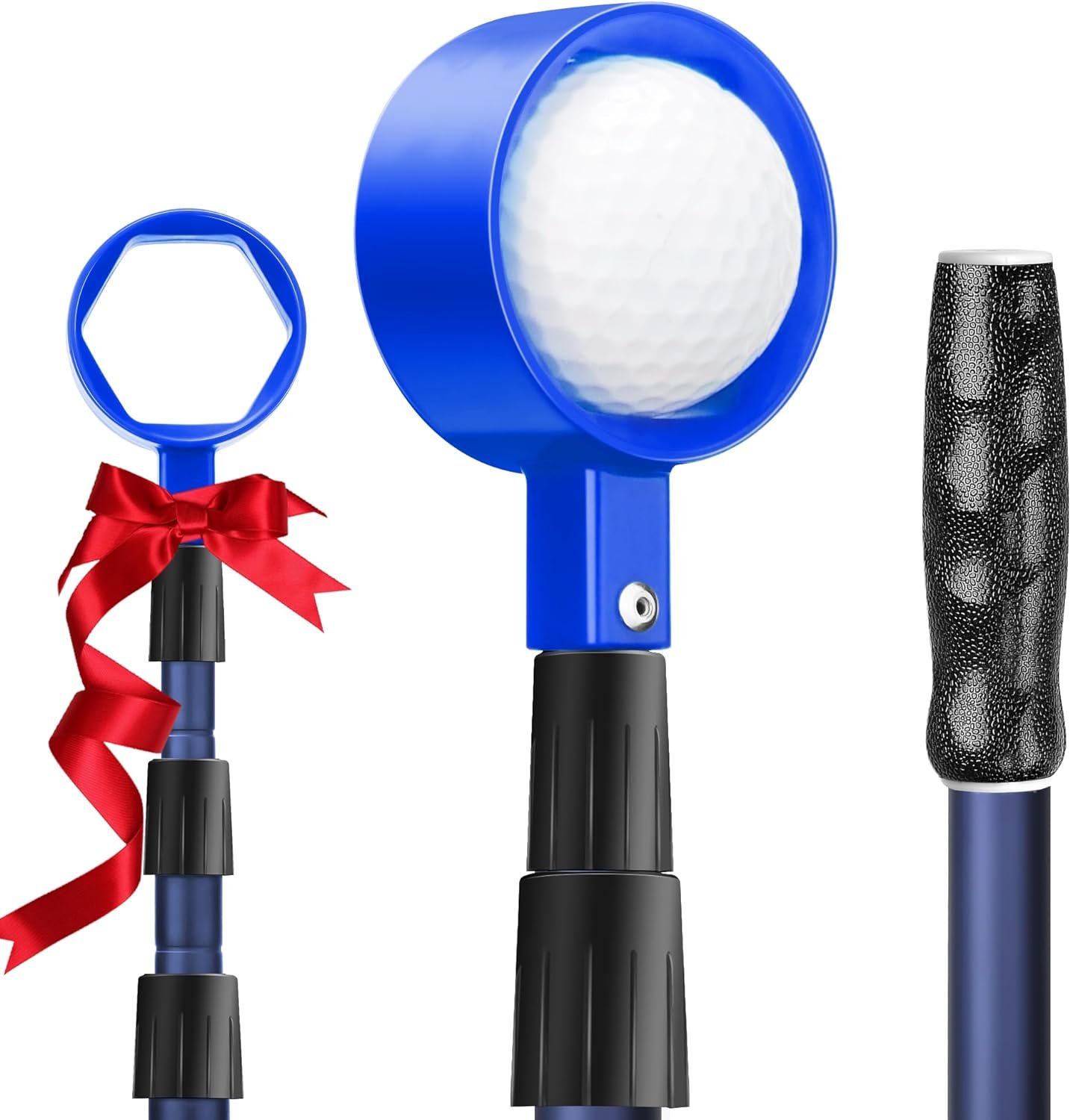 Unbreakable Head Golf Ball Retriever, 6/9/12/15ft Aluminum Alloy Golf Ball Retriever Telescopic for Water, Easy Pick Up Ball Retriever Tool Golf Golf Accessories Golf Gift for Men