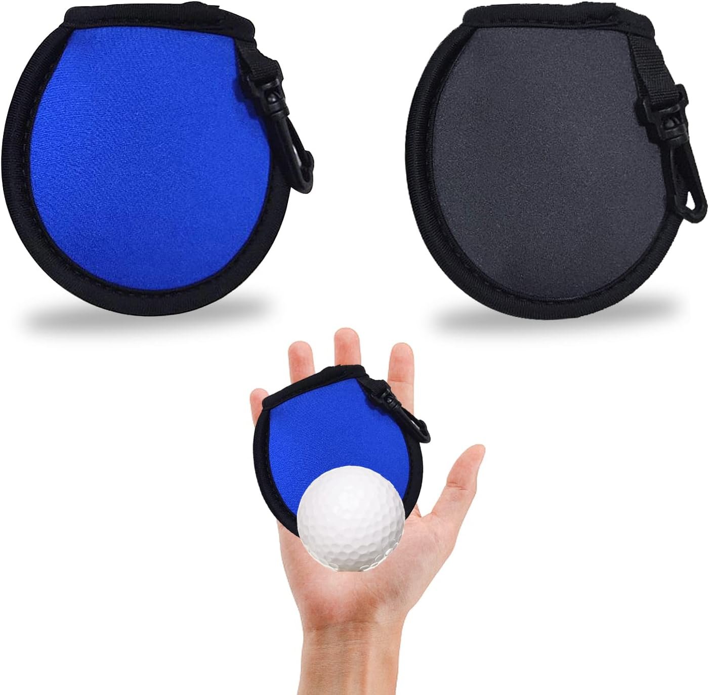 YISNTF Golf Ball Cleaner Pouch, 2 Pack Golf Ball Washer Pocket Pouch with Carabiner, Golf Ball Bag, Golf Accessories, Golf Gifts for Men, Mens Gifts, Fit for Golf Carts Belt Golf Bag