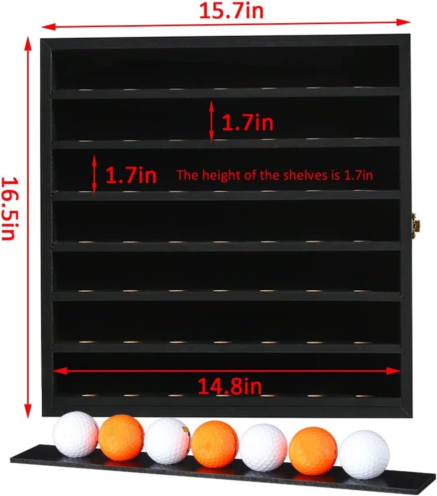 Zmiky 49 Golf Ball Display Case Cabinet Wall,Golf Ball Display Rack,Golf Gift for Golf Enthusiast Collectibles with 98% UV Protection Acrylic Door