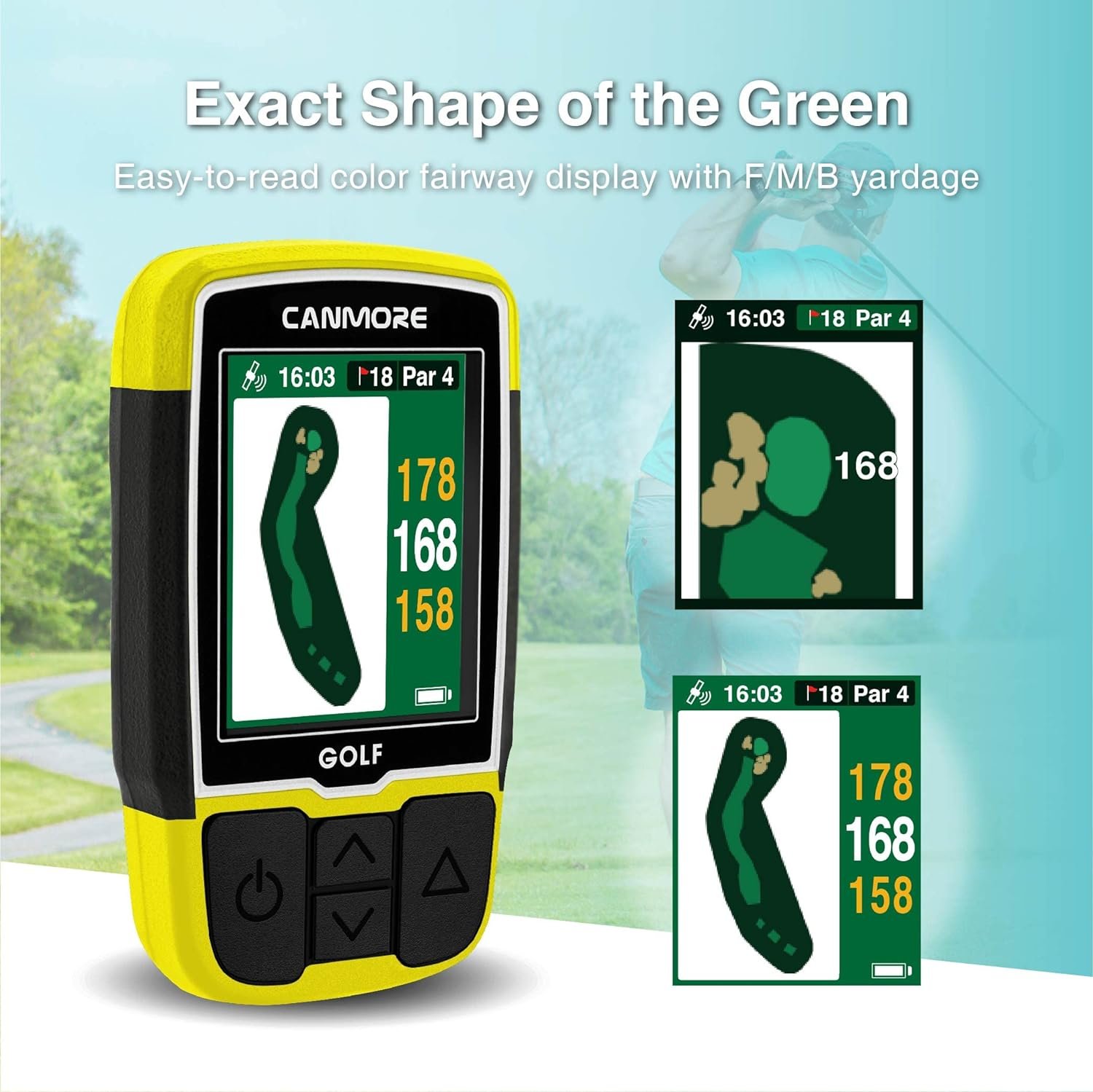 CANMORE HG200 Plus Golf GPS  Case - Easy-to-Read Color - preloaded 41,000 Course map worldwide shape of The Green and The Fairway - Water Resistant - 1-Year Warranty