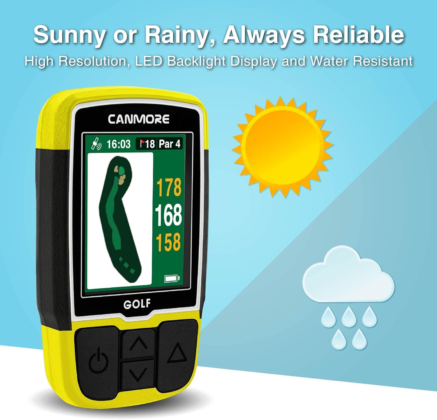 canmore hg200 plus golf gps case easy to read color preloaded 41000 course map worldwide shape of the green and the fair 4