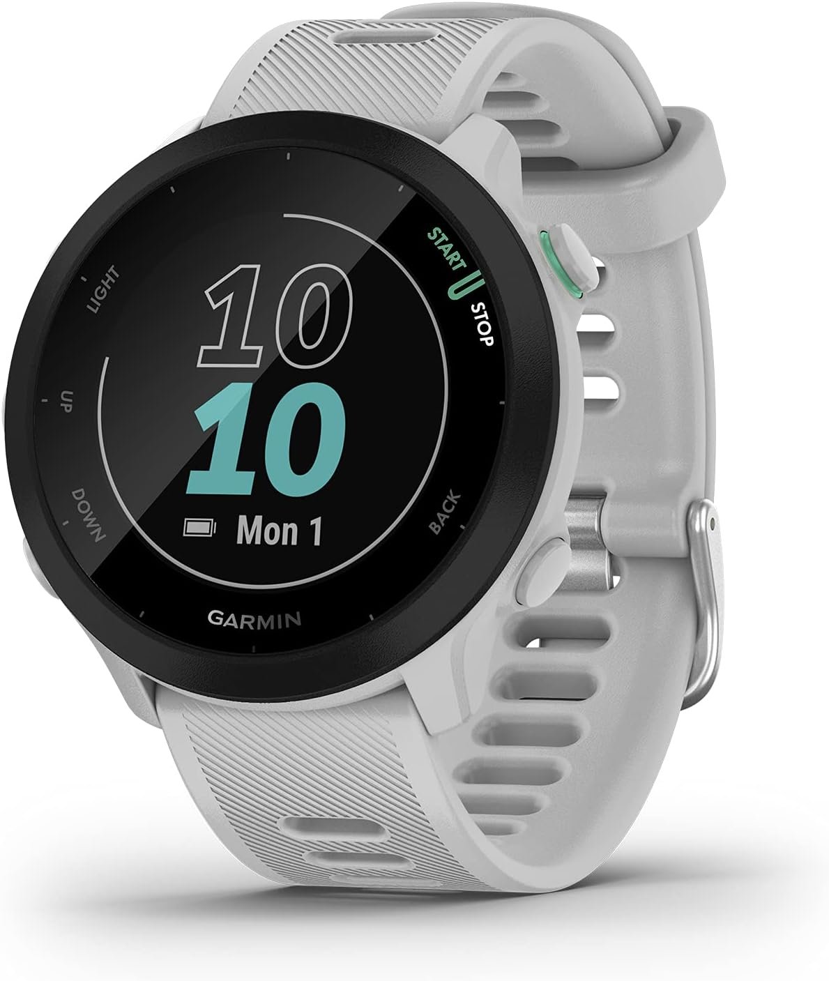 Garmin Forerunner 55 Easy to Use Lightweigh GPS Running Smartwatch, Running and Training Guidance, Safety and Tracking Features included, White