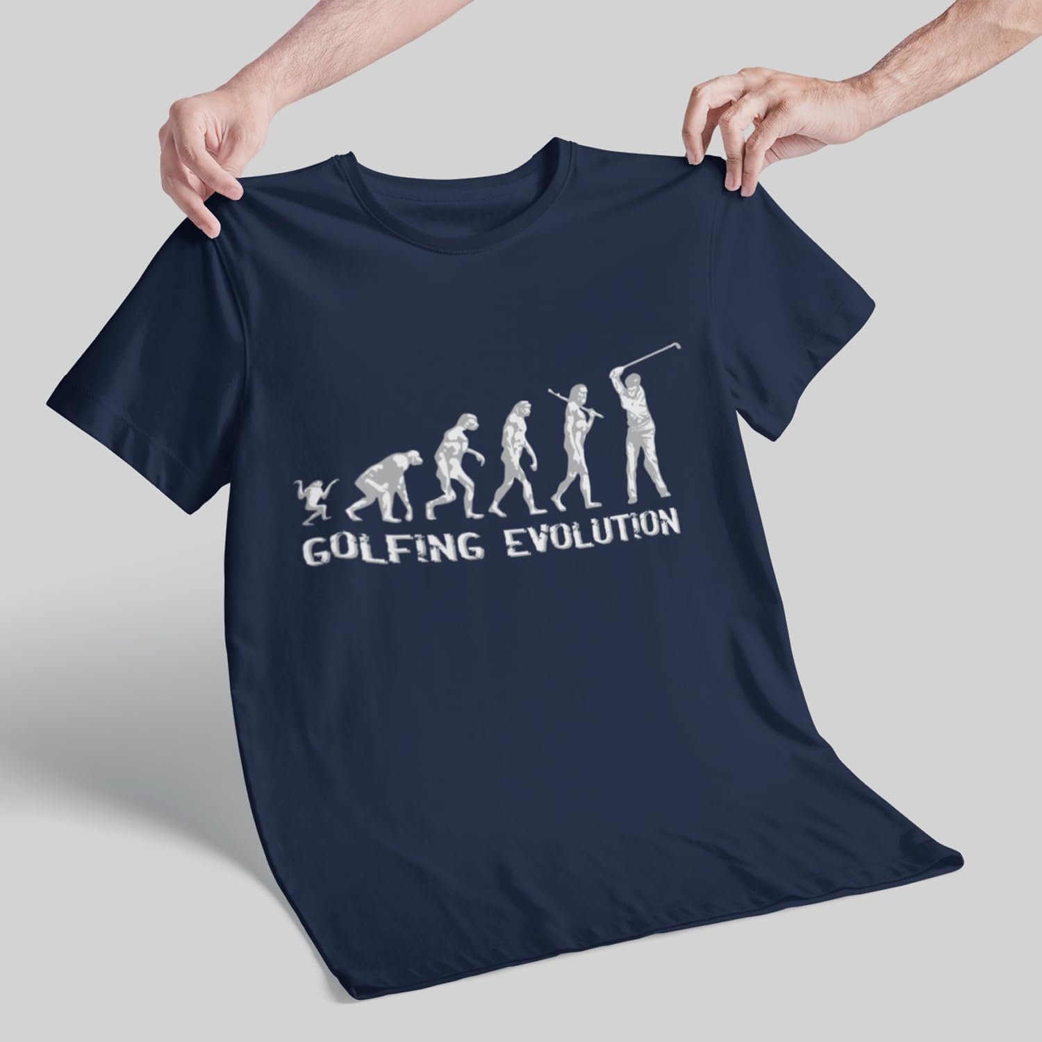 Golf Evolution - Stylish Bespoke Golfing Gift for Men | Him | Dad | Grandad | Brother | Uncle T-Shirt Navy S