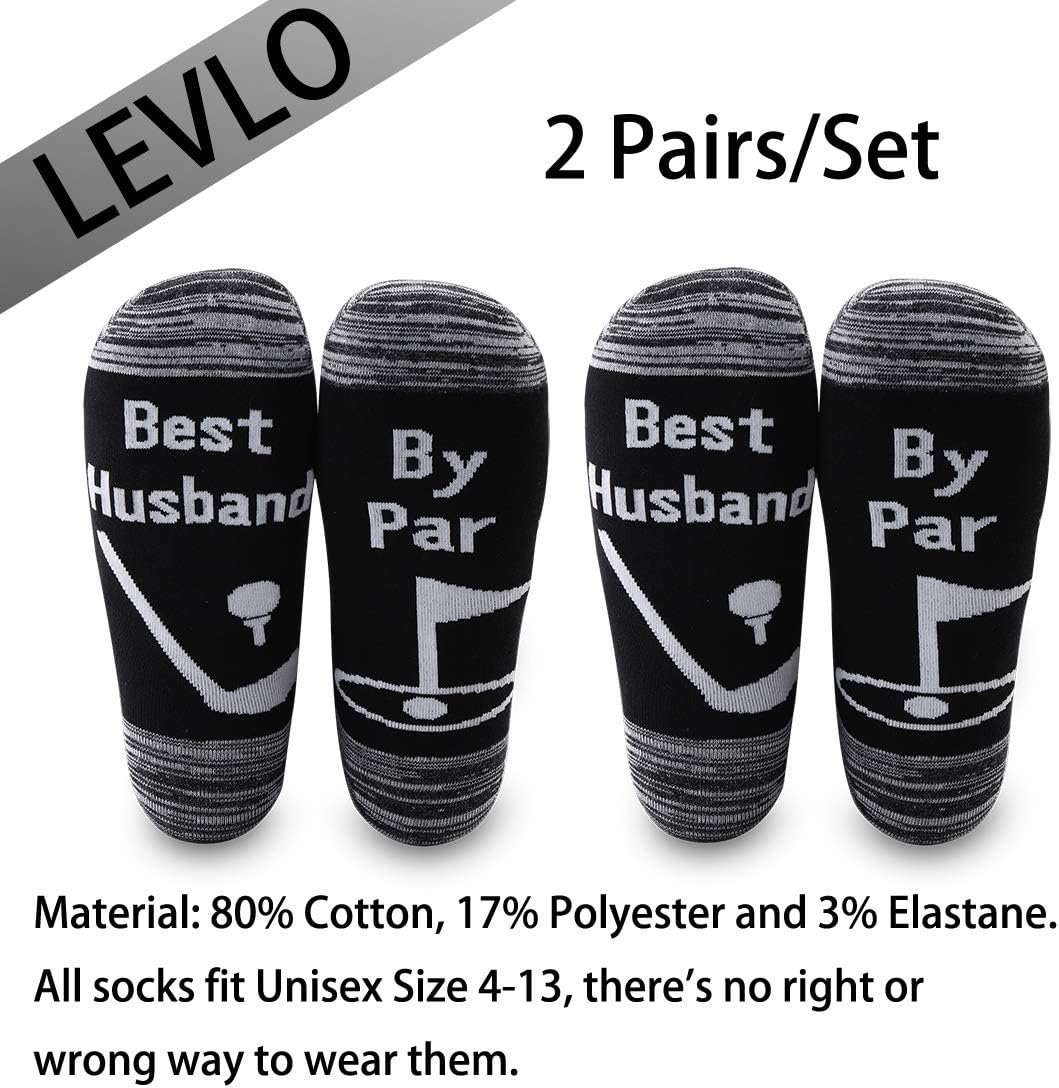 LEVLO Husband Gift Golfer Socks Best Husband By Par Men Cotton Socks Golf Pun Gift