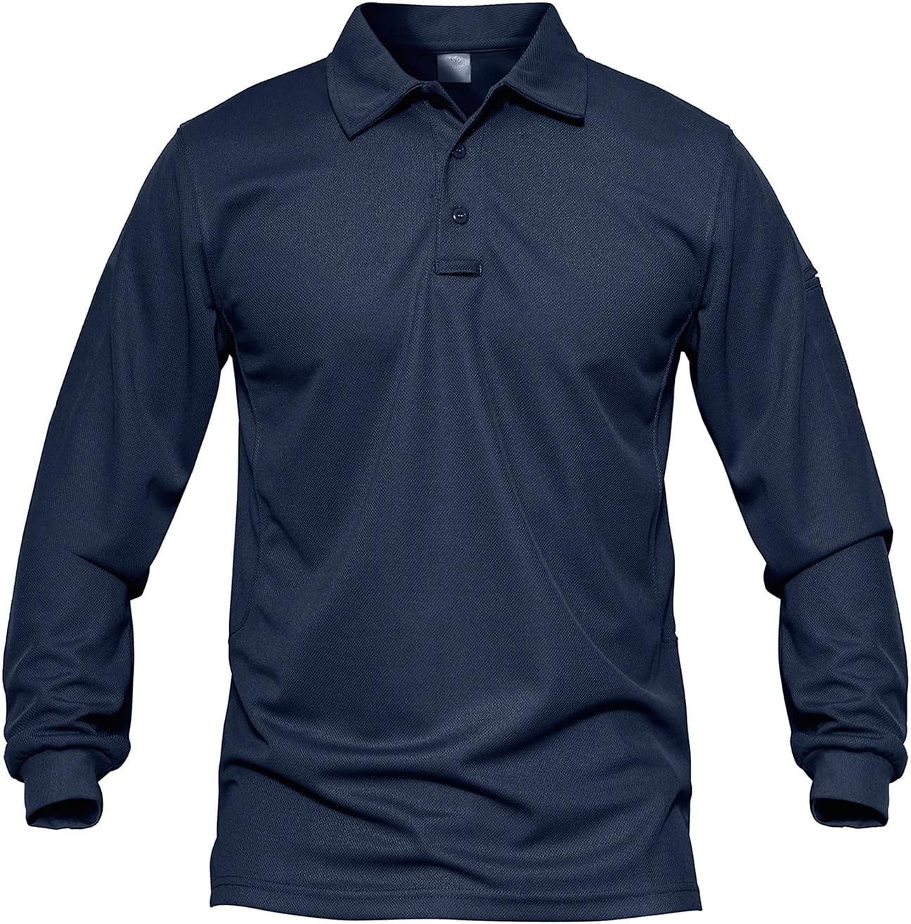 MAGCOMSEN Mens Quick Dry Long Sleeve Polo Shirts for Casual Military Golf Hiking