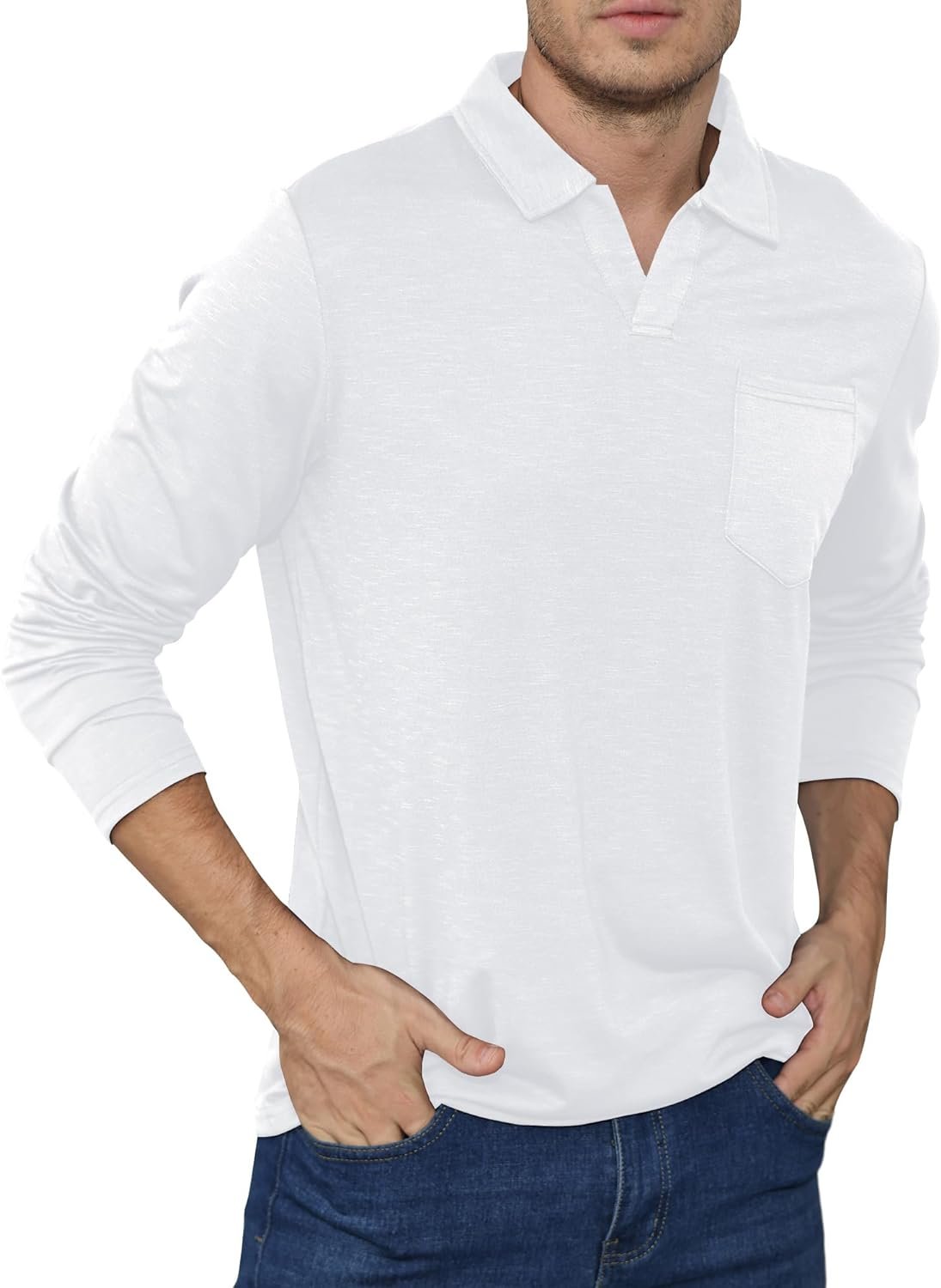 mens polo shirts classic golf tennis t shirts casual long sleeve tops 1