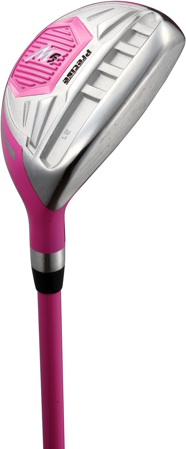 PreciseGolf Co. Precise M5 Ladies Golf Club Set Complete Right Handed Including Titanium Driver, S.S. Fairway, S.S. Hybrid, S.S. 5-Pw Iron, Putter, Stand Bag, 3H/CS Pink