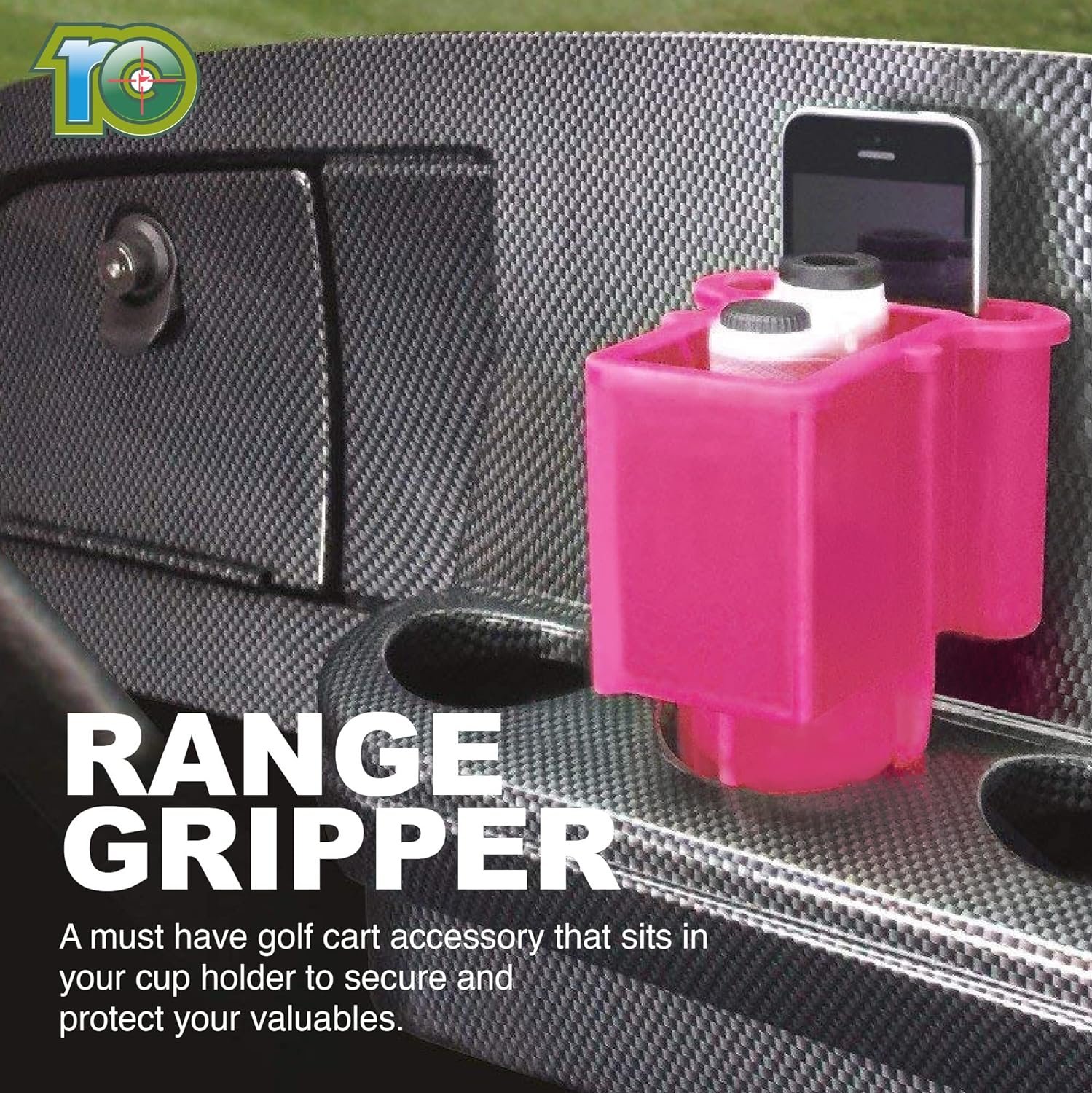 Range Gripper, the All-in-One Rangefinder/Smartphone Holder to Never Lose Valuables Again - Fits Any Golf Cart Cupholder for Easy Access - Secure  Protect Your Electronics Between Rounds